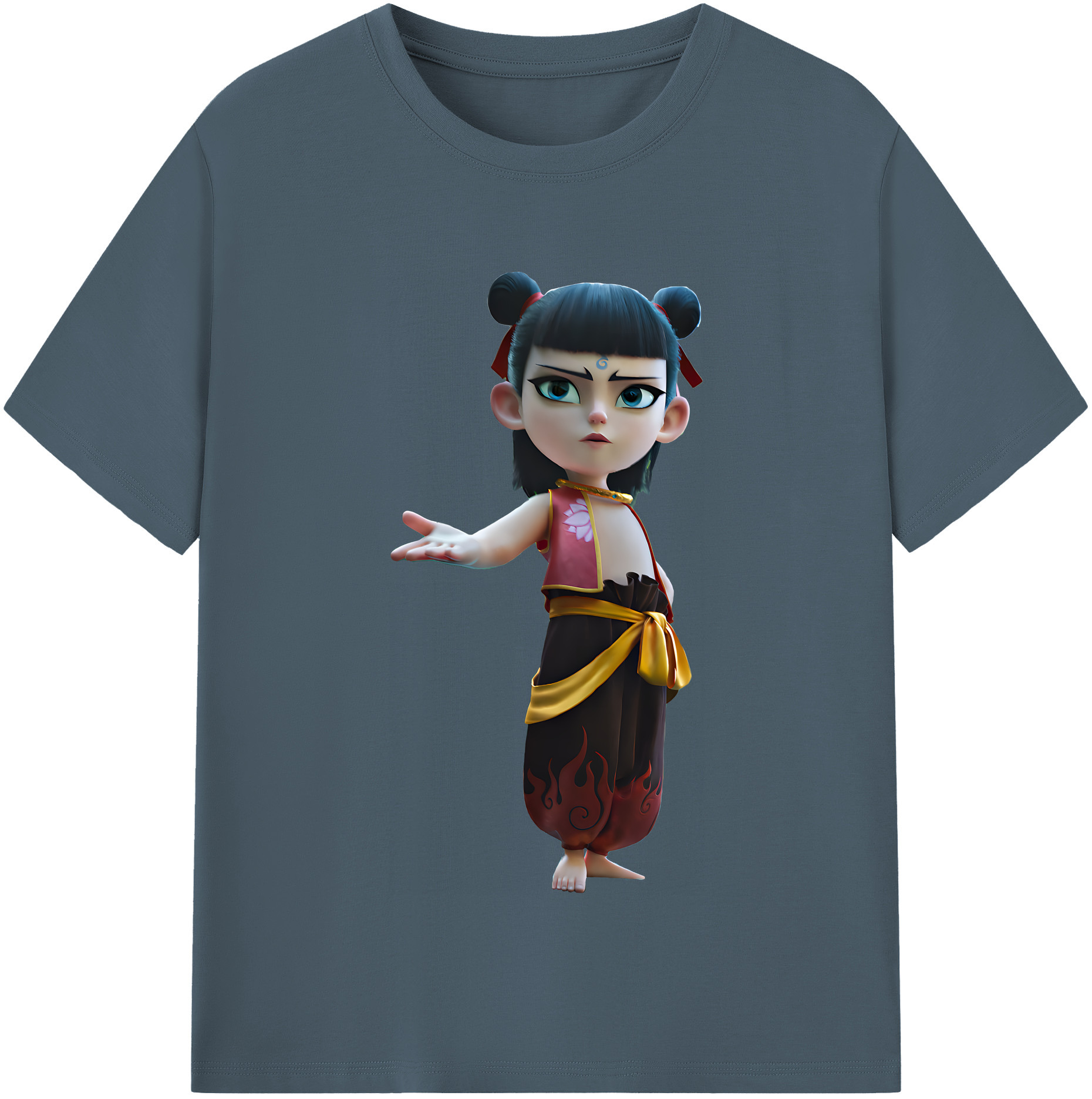（画像用） Ne Zha 2 ナタ 魔童の大暴れ 綿100％半袖Tシャツ（フロントプリント）